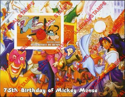 Benin 2004 Disney Mickey Mouse Goofy Basketball Illegal Stamp Souvenir Sheet of 1