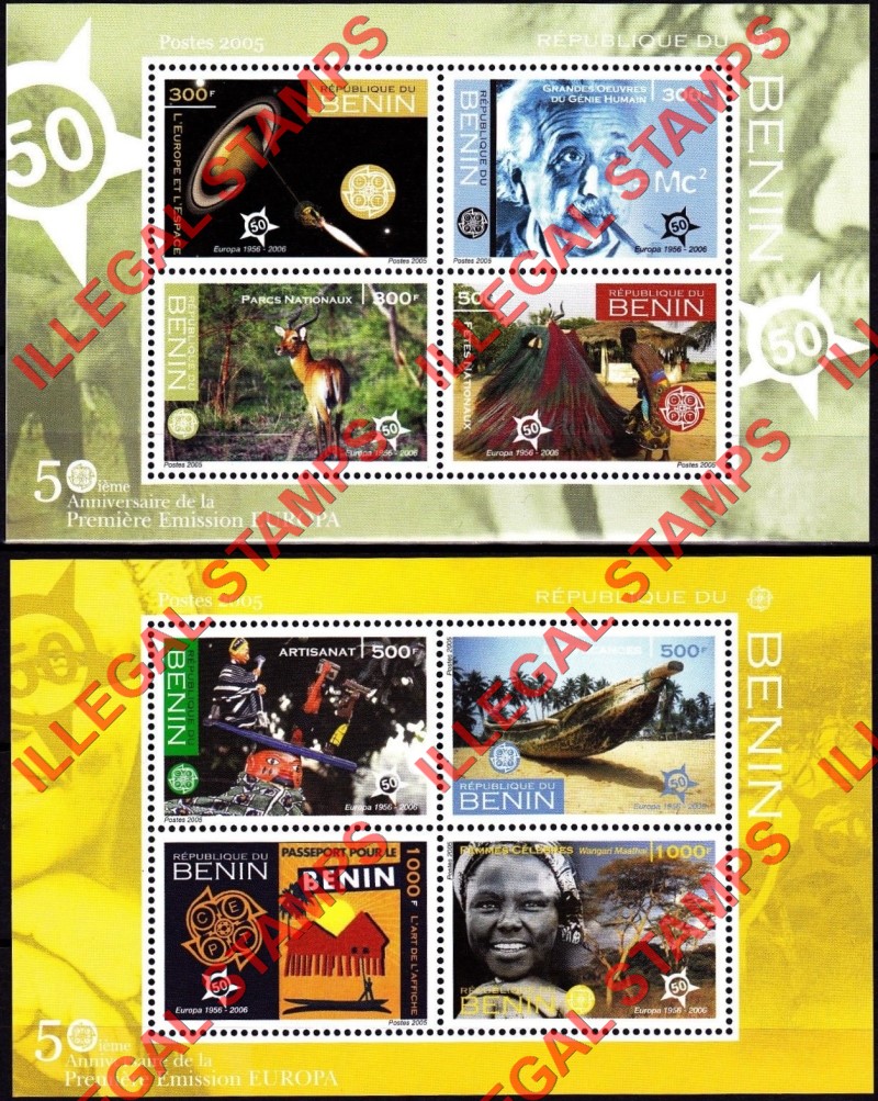 Benin 2005 EUROPA Illegal Stamp Souvenir Sheets of 4