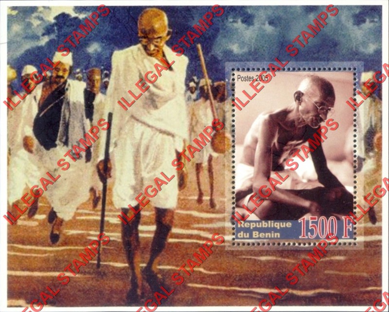 Benin 2005 Gandhi Illegal Stamp Souvenir Sheet of 1