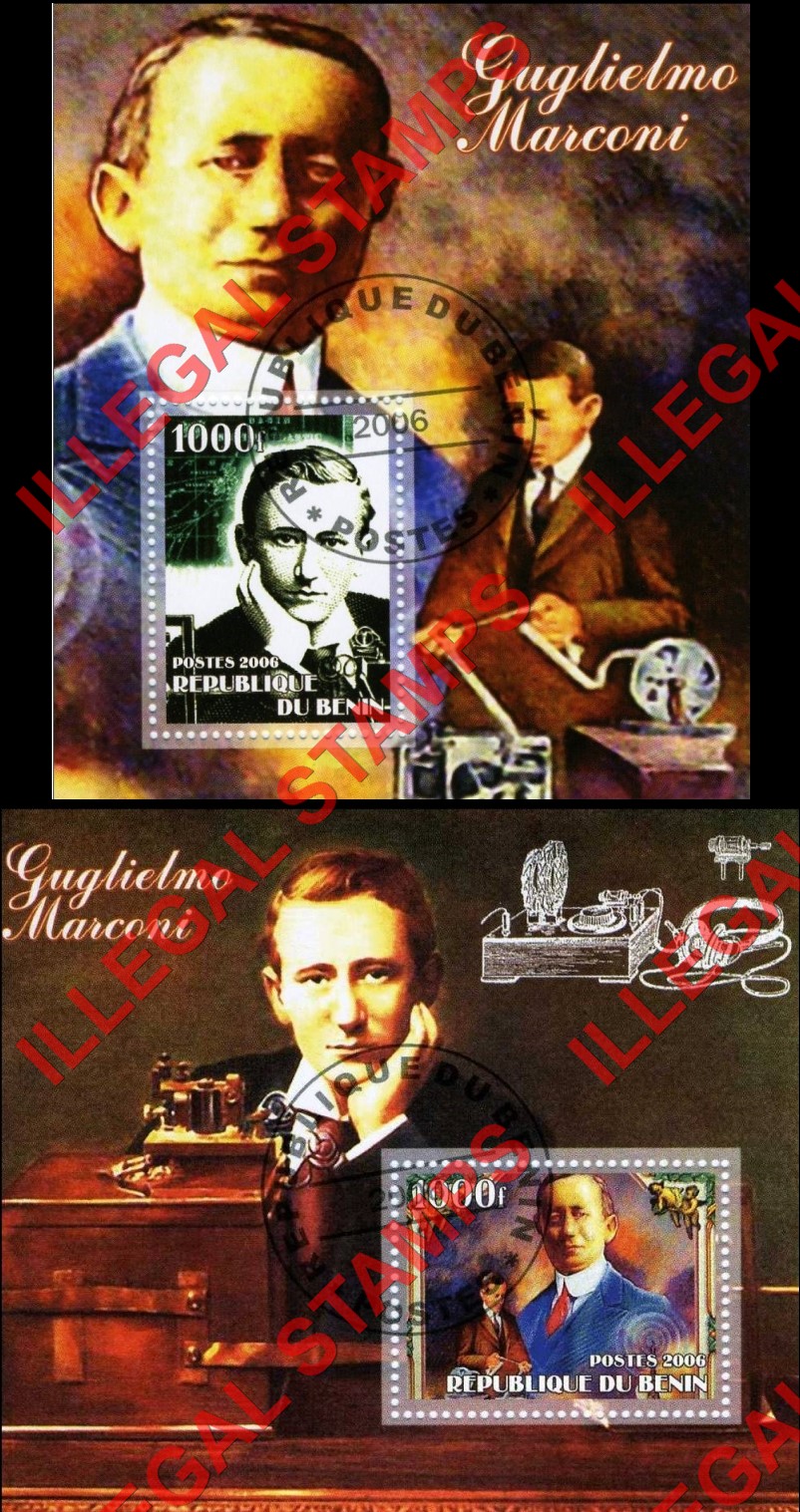 Benin 2006 Marconi Illegal Stamp Souvenir Sheets of 1