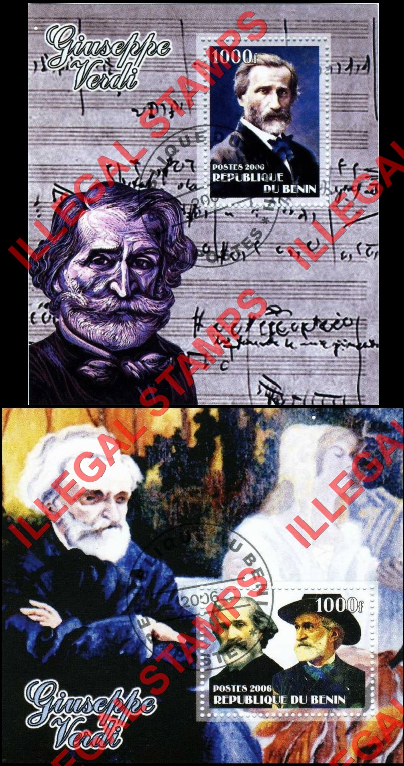 Benin 2006 Verdi Illegal Stamp Souvenir Sheets of 1