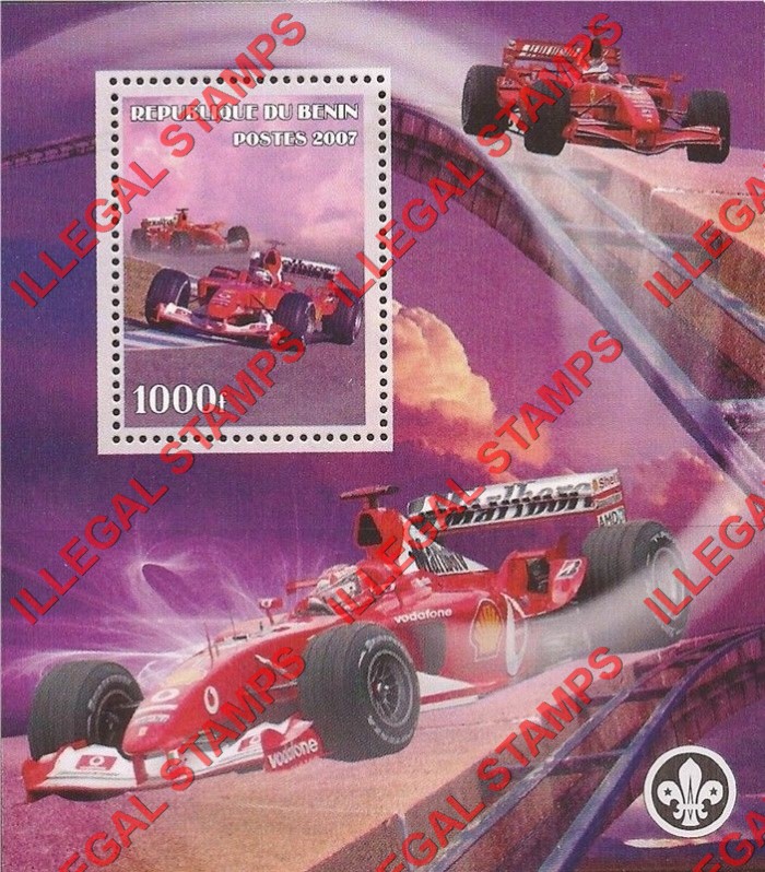 Benin 2007 Formula I Illegal Stamp Souvenir Sheet of 1