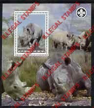 Benin 2007 Rhinos Rhinoceros Illegal Stamp Souvenir Sheet of 1
