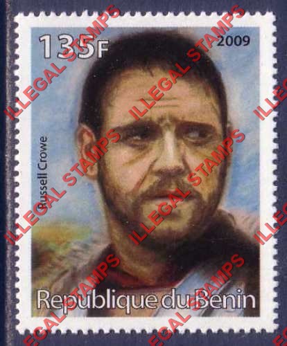 Benin 2009 Famous People Russell Crowe Counterfeit Illegal Stamp