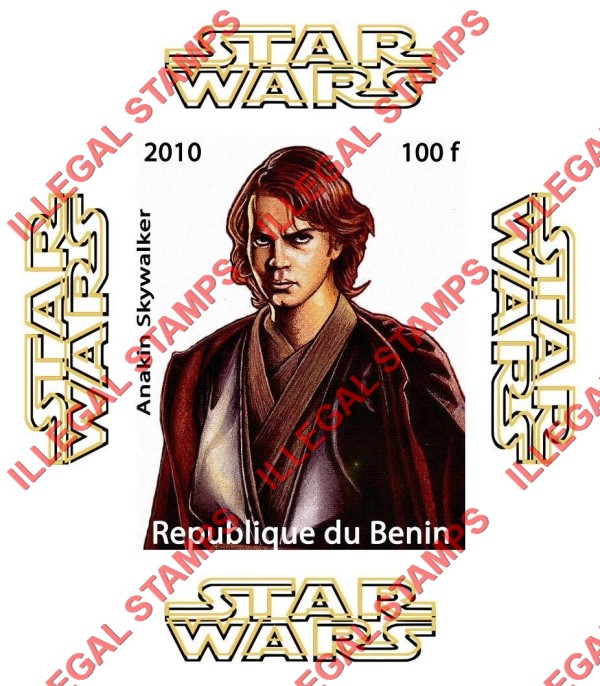Benin 2010 Star Wars Anakin Skywalker Illegal Stamp Deluxe Souvenir Sheet of 1