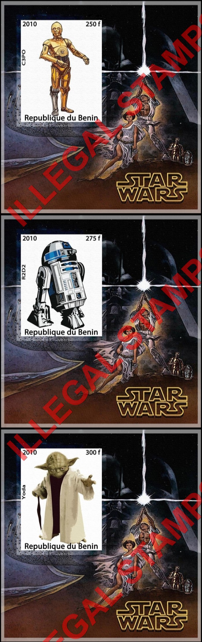 Benin 2010 Star Wars Illegal Stamp Souvenir Sheets of 1 (Part 3)