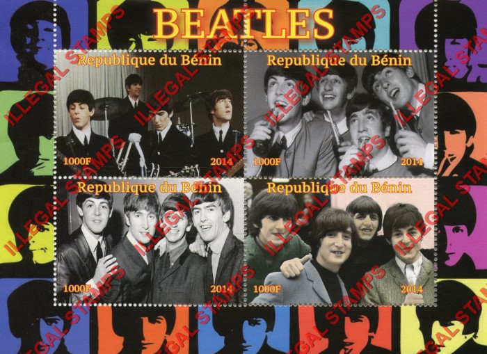 Benin 2014 The Beatles Illegal Stamp Souvenir Sheet of 4