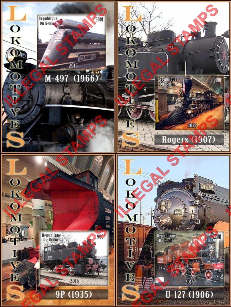 Benin 2015 Locomotives Illegal Stamp Souvenir Sheets of 1 (Part 1)