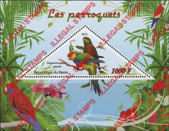 Benin 2015 Parrots Illegal Stamp Souvenir Sheet of 1