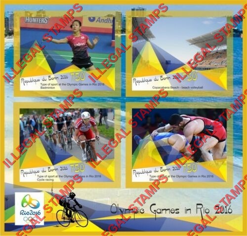 Benin 2016 Olympic Games in Rio Illegal Stamp Souvenir Sheet of 4