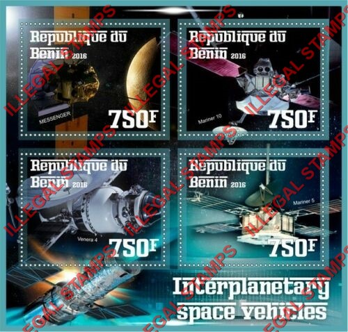 Benin 2016 Space Vehicles Illegal Stamp Souvenir Sheet of 4