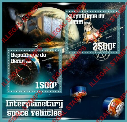 Benin 2016 Space Vehicles Illegal Stamp Souvenir Sheet of 2