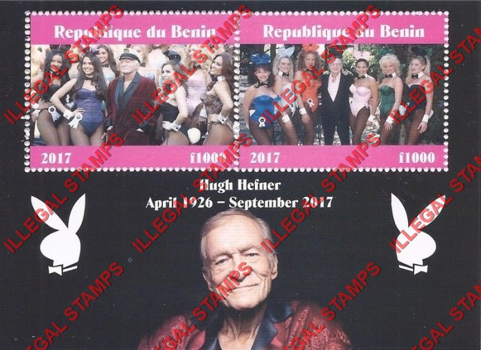 Benin 2017 Hugh Hefner Illegal Stamp Souvenir Sheet of 2