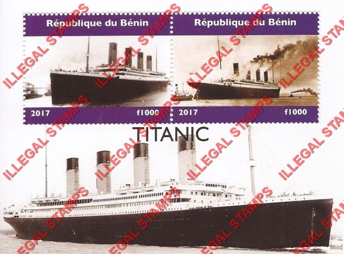 Benin 2017 Titanic Illegal Stamp Souvenir Sheet of 2