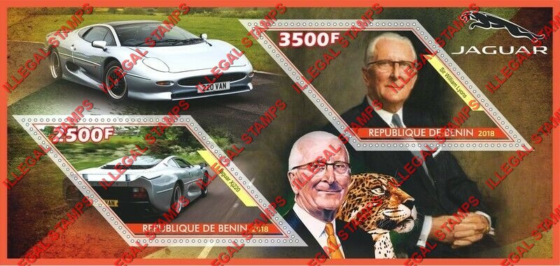 Benin 2018 Cars Jaguar (different) Illegal Stamp Souvenir Sheet of 2