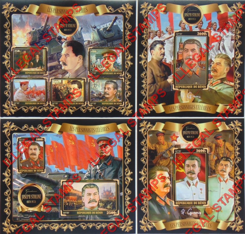 Benin 2018 Celebrities Joseph Stalin Illegal Stamp Souvenir Sheets of 5, 2, and 1