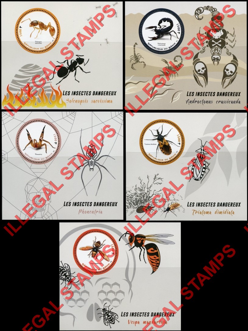 Benin 2018 Dangerous Insects Illegal Stamp Souvenir Sheets of 1