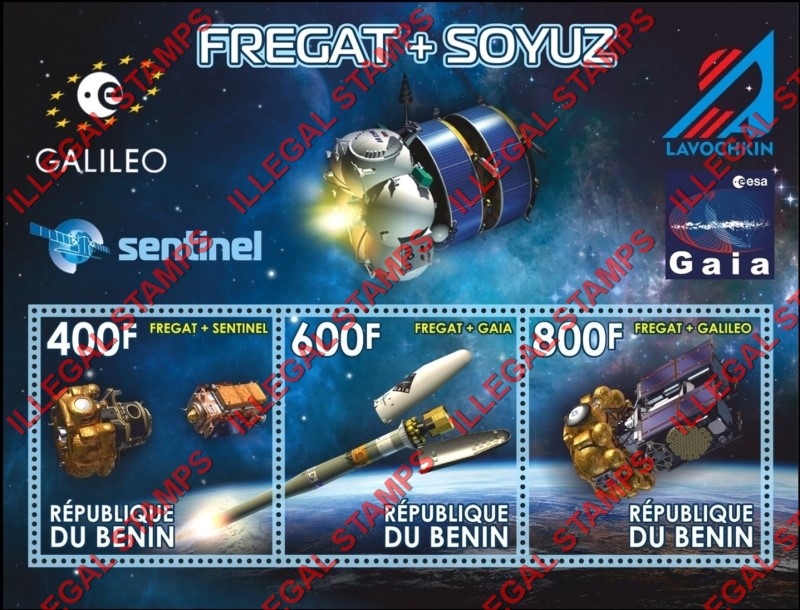 Benin 2018 Fregat and Soyuz Space Illegal Stamp Souvenir Sheet of 3