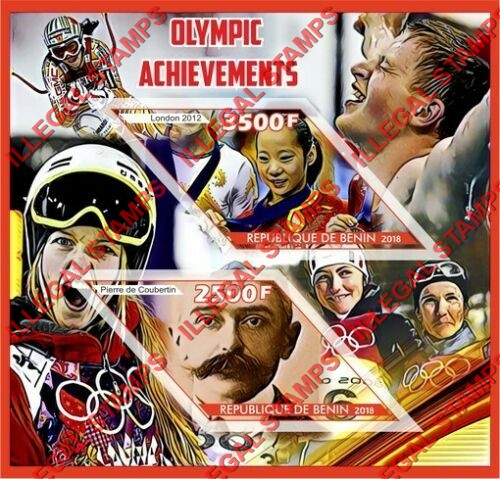 Benin 2018 Olympic Achievements Illegal Stamp Souvenir Sheet of 2