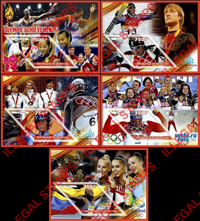 Benin 2018 Olympic Achievements Illegal Stamp Souvenir Sheets of 1