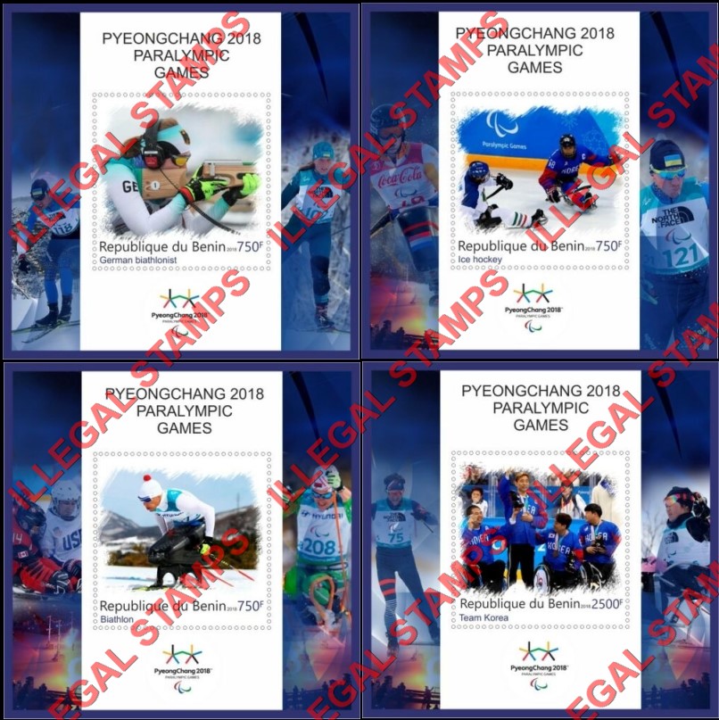 Benin 2018 Paralympic Games Illegal Stamp Souvenir Sheets of 1 (Part 1)