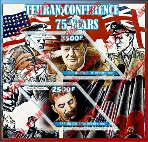 Benin 2018 Tehran Conference Illegal Stamp Souvenir Sheet of 2