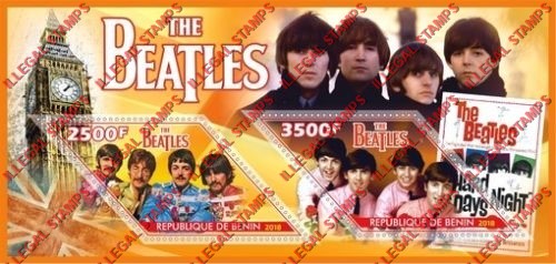 Benin 2018 The Beatles Illegal Stamp Souvenir Sheet of 2