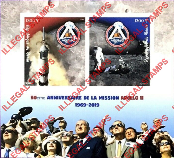 Benin 2019 Apollo 11 Illegal Stamp Souvenir Sheet of 2