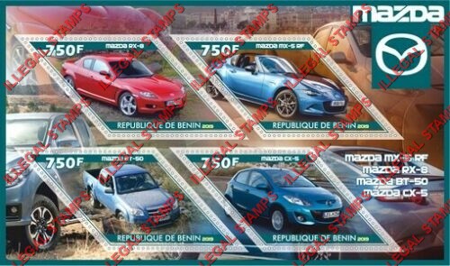 Benin 2019 Cars Mazda Illegal Stamp Souvenir Sheet of 4