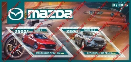 Benin 2019 Cars Mazda Illegal Stamp Souvenir Sheet of 2
