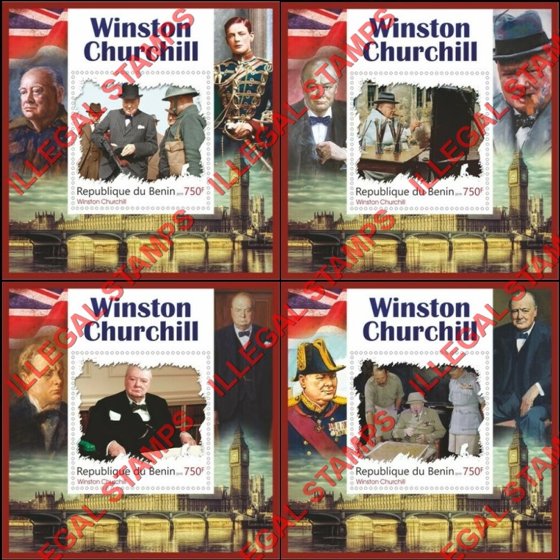 Benin 2019 Winston Churchill Illegal Stamp Souvenir Sheets of 1 (Part 1)