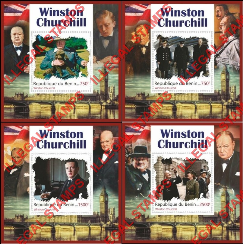 Benin 2019 Winston Churchill Illegal Stamp Souvenir Sheets of 1 (Part 2)