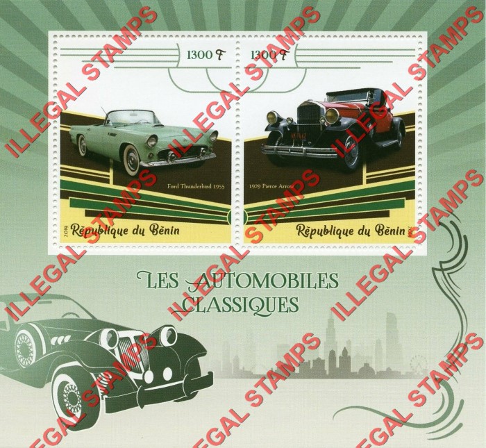 Benin 2019 Classic Automobiles Illegal Stamp Souvenir Sheet of 2