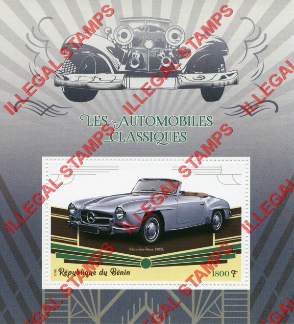 Benin 2019 Classic Automobiles Illegal Stamp Souvenir Sheet of 1