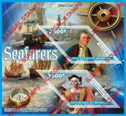 Benin 2019 Seafarers Illegal Stamp Souvenir Sheet of 2