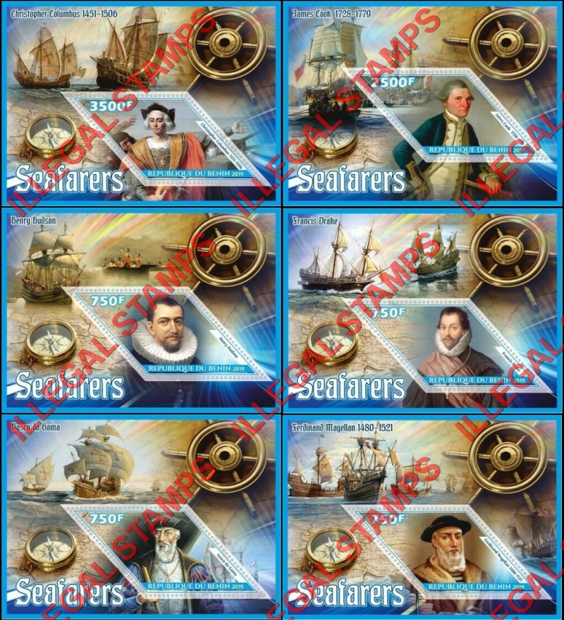 Benin 2019 Seafarers Illegal Stamp Souvenir Sheets of 1