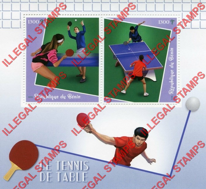 Benin 2019 Table Tennis Illegal Stamp Souvenir Sheet of 2