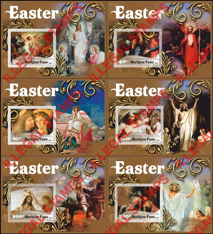 Burkina Faso 2016 Easter Paintings Illegal Stamp Souvenir Sheets of 1