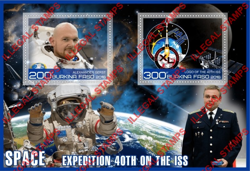 Burkina Faso 2016 Space ISS 40th Expedition Illegal Stamp Souvenir Sheet of 2