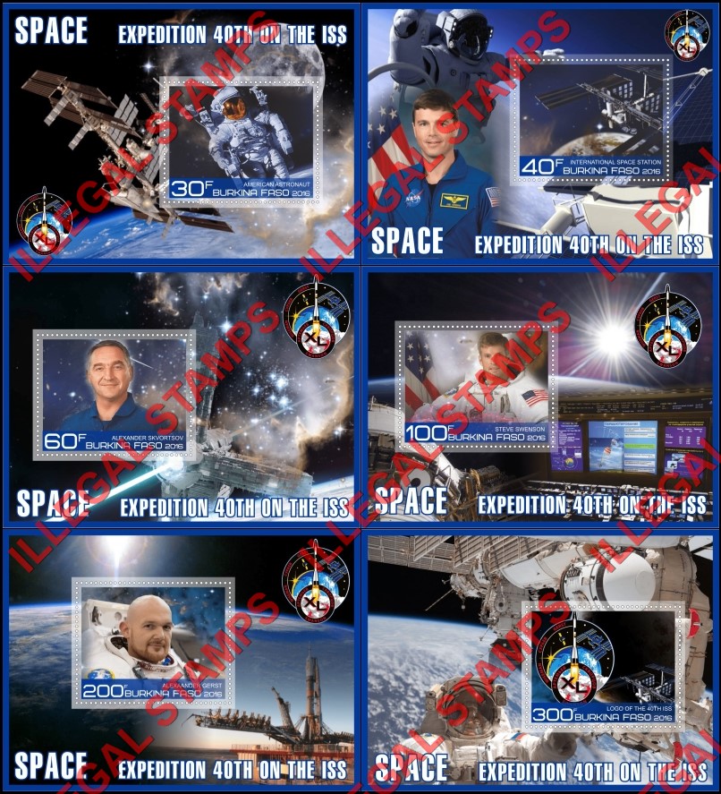 Burkina Faso 2016 Space ISS 40th Expedition Illegal Stamp Souvenir Sheets of 1