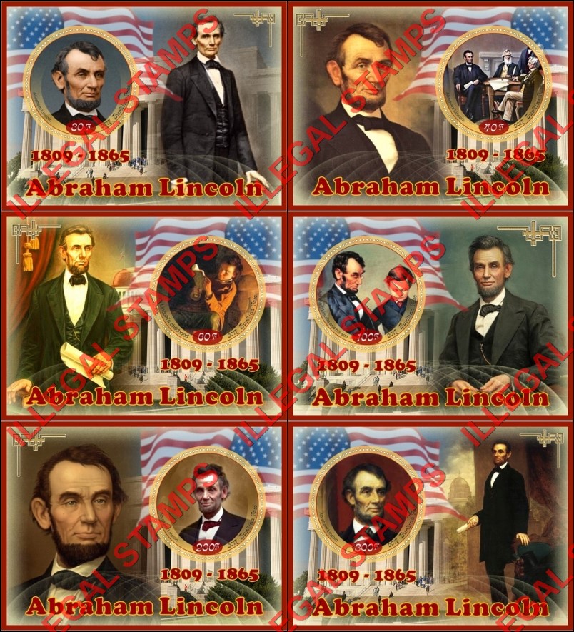 Burkina Faso 2017 Abraham Lincoln Illegal Stamp Souvenir Sheets of 1