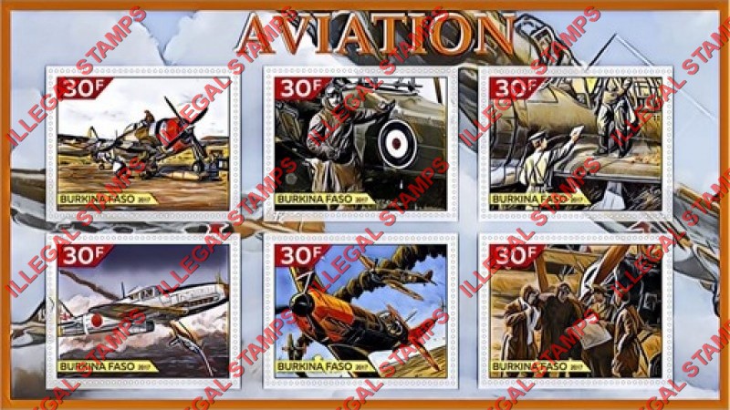 Burkina Faso 2017 Aviation Illegal Stamp Souvenir Sheet of 6
