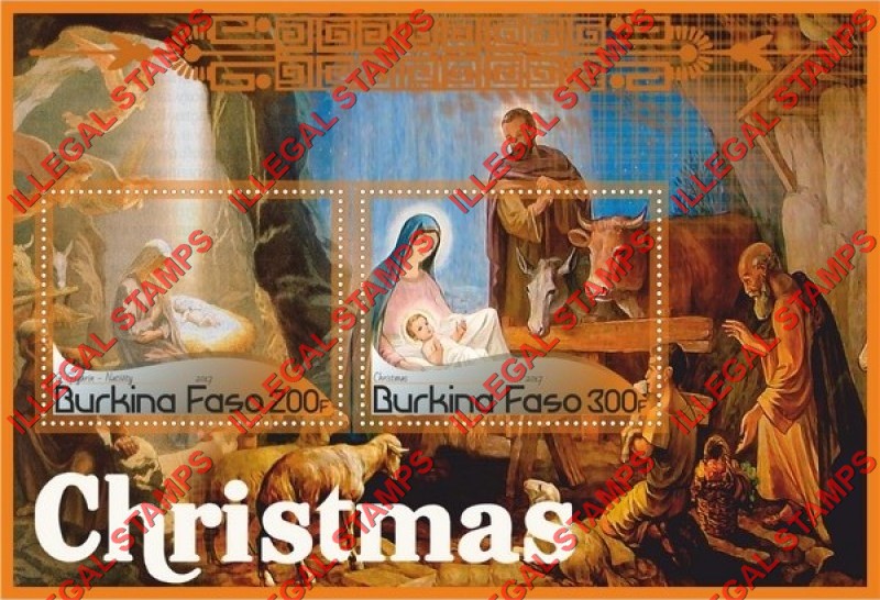 Burkina Faso 2017 Christmas Paintings Illegal Stamp Souvenir Sheet of 2