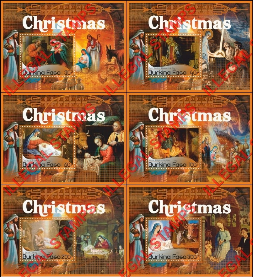 Burkina Faso 2017 Christmas Paintings Illegal Stamp Souvenir Sheets of 1
