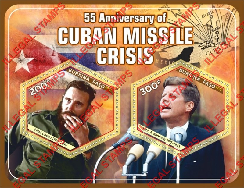 Burkina Faso 2017 Cuban Missile Crisis Illegal Stamp Souvenir Sheet of 2