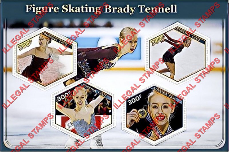 Burkina Faso 2017 Figure Skating Brady Tennell Illegal Stamp Souvenir Sheet of 4