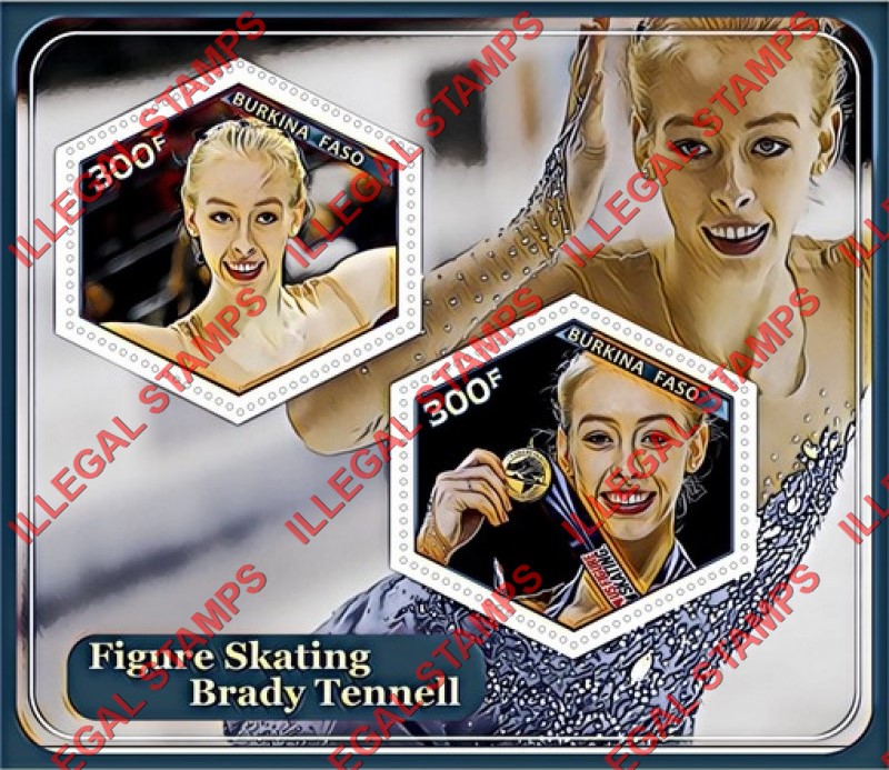 Burkina Faso 2017 Figure Skating Brady Tennell Illegal Stamp Souvenir Sheet of 2