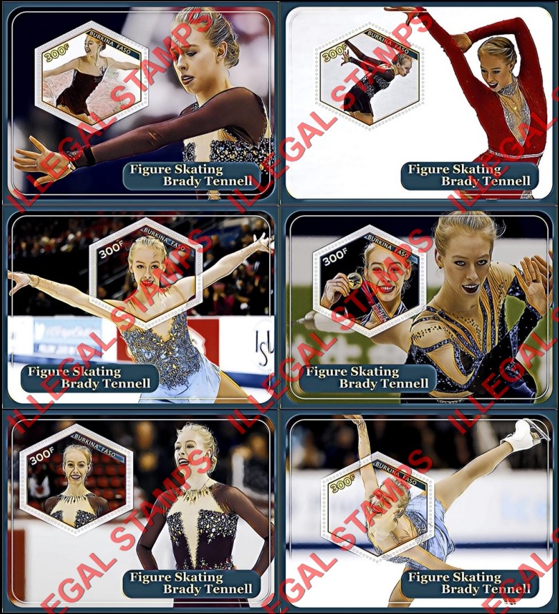 Burkina Faso 2017 Figure Skating Brady Tennell Illegal Stamp Souvenir Sheets of 1