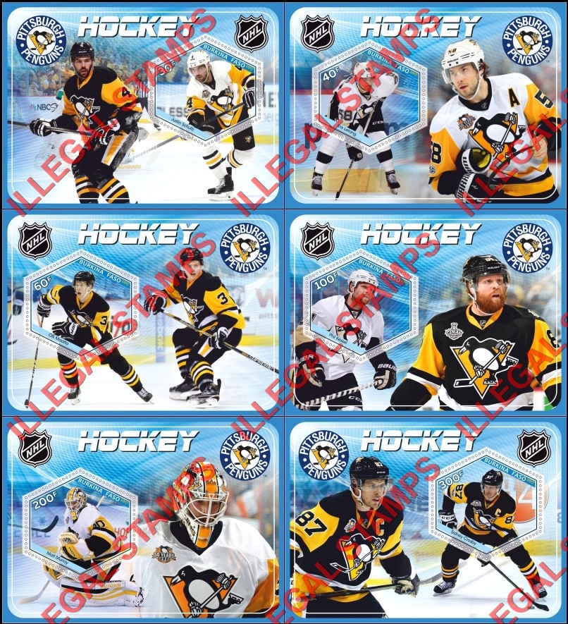 Burkina Faso 2017 Ice Hockey Pittsburgh Penguins Illegal Stamp Souvenir Sheets of 1
