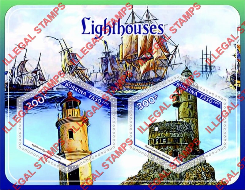 Burkina Faso 2017 Lighthouses in Russia Illegal Stamp Souvenir Sheet of 2